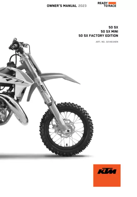 Ktm 50 Sx 50 Sx Mini 50 Sx Fabrik 2023 Besitzerhandbuch Ordner