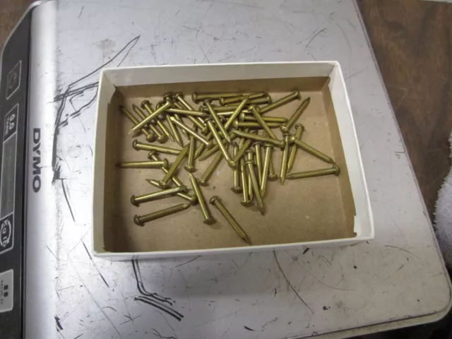 50 NOS Vintage #12 X 1" Brass Escutcheon Pins Dome Head Brad Nails 7/64" Dia.