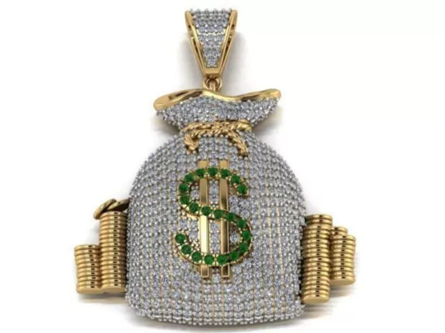 Colgante de bolsa de dinero de $US para hombre con diamantes de imitación... 3