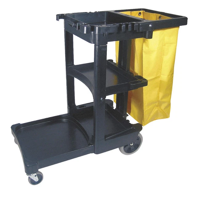 RUBBERMAID COMMERCIAL PRODUCTS FG617388BLA Janitor Cart,38 in H,32 gal Cap.