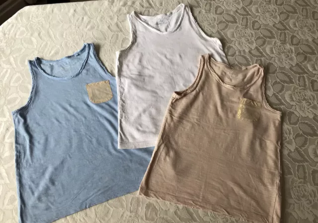 Next Girls Summer Vest Top Bundle x 3 Age 10 Years Lovely Tops Blue White & Nude