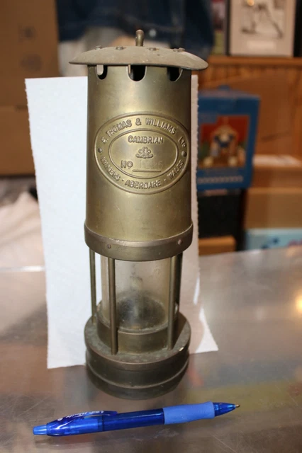 E. Thomas & Williams Ltd Cambrian Brass Miner’s Lamp Aberdare Wales No. 1225 JSH