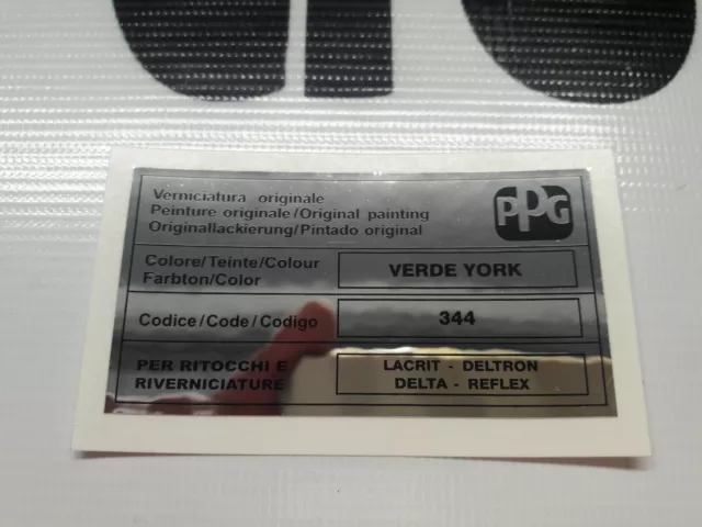 Lancia Delta Integrale Evo Aufkleber PPG Farbe Verde York 344 sticker color code