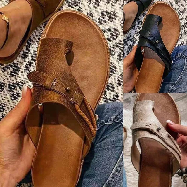 Tout Neuf Femmes Sandales Chaussures Plates Intérieur Extérieur Artificiel PU