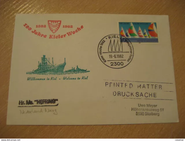 Hefring Netherlands Navy Ship Cover Kiel 1982 Sailing Woche Cancel Germany