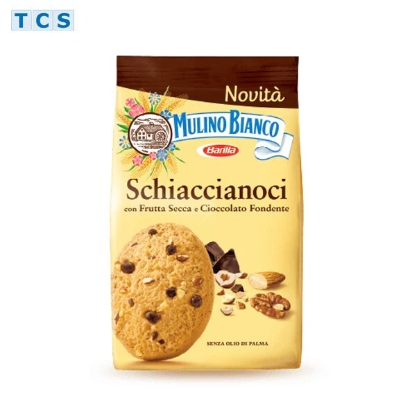 MULINO BIANCO SCHIACCIANOCI, Butterkekse mit Trockenfrüchten und Schoko ... MULINO BIANCO SCHIACCIANOCI, Butterkekse mit Trockenfrüchten und Schoko ...