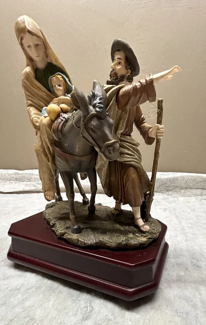 Vintage Holy Family Porcelain/ Ceramic Music Box Figure - Joseph Mary Baby Jesus