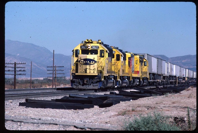 ORIGINAL RAIL SLIDE - ATSF Santa Fe Railway 3827+ Cajon Pass CA 8-31 ...