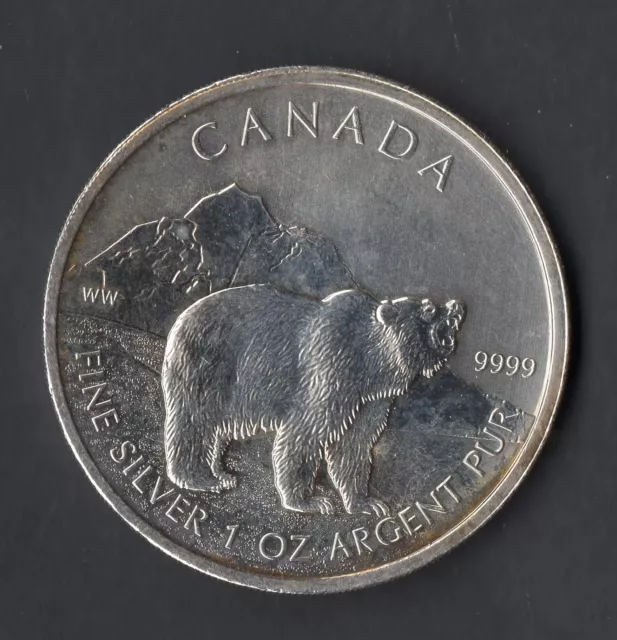 Canada @ 1 Once Argent @ 5 Dollars " Loup " De 2011 @ 31,1 G @ Silver Unc !! 2