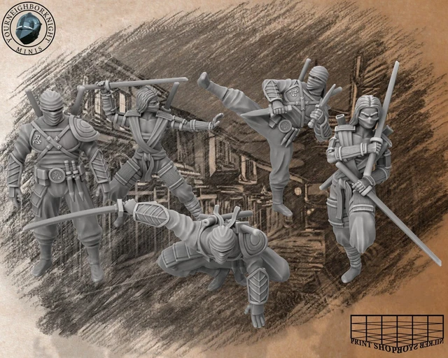 Ninja Rma Unit NINJA SPECIAL UNIT Miniature Set Bushido for Ttrpgs Like D & 5e ...