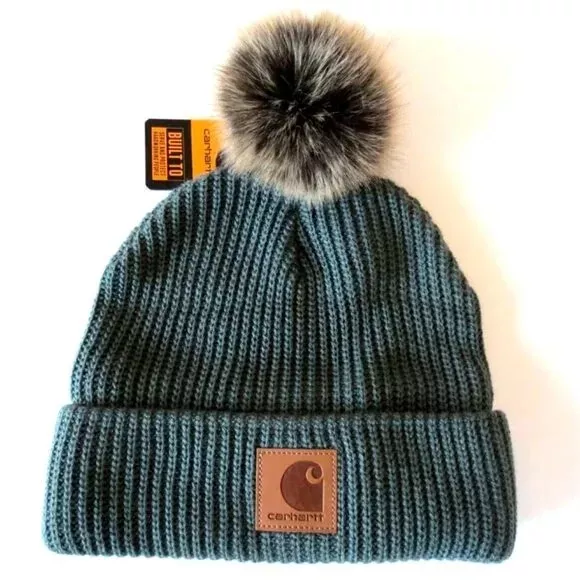 Carhartt Hat Pom Beanie Fleece Lined - Elm 2