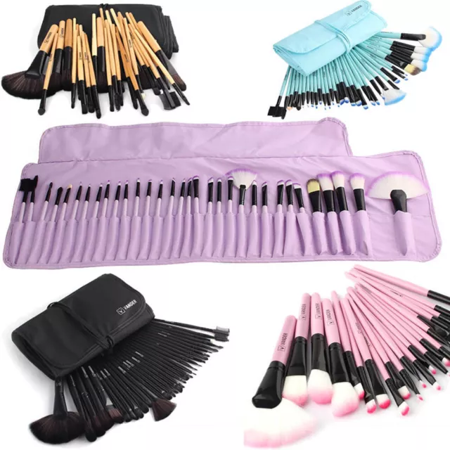 Professionelle 32tlg Kosmetik Make up Pinsel Brush Echthaar Schminkpinsel Set