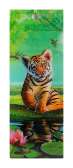 3D Wackel Lesezeichen Tiger Baby am See 15,5 cm Design Deko GFTLZ 3