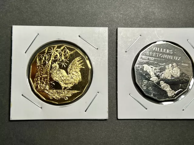 🔥2018 UNC FIFTY CENT COIN S- BATTLE OF VILLERS +2017 Gold Years Of The Rooster