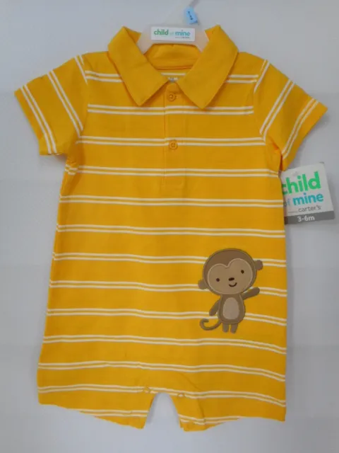 Child of Mine by Carter's One-piece Collared Monkey Romper Infant Boys NWT