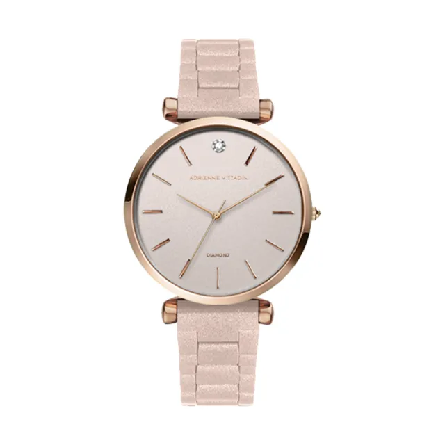 Adrienne Vittadini Diamond Dial White Dial and Brown Leather Analog Watch 