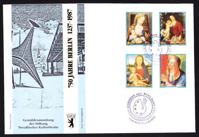 Paraguay 1988 First Day Cover 750 Jahre Berlin German Religious painting stamps