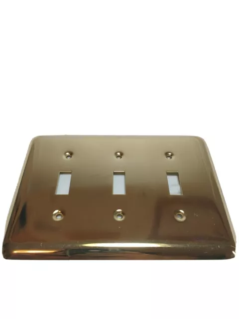 Triple Toggle Wall Switch Plate Cover Polished Brass Finish