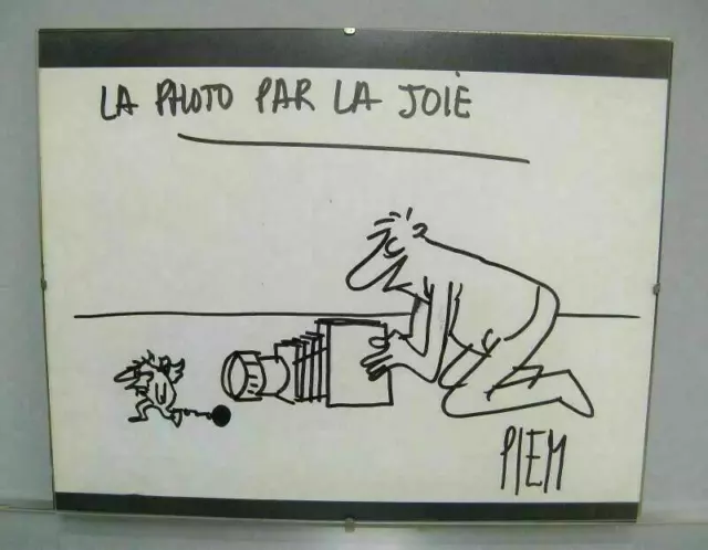 Deux dessins humoristiques de Piem signé. Autographe Piem. 2