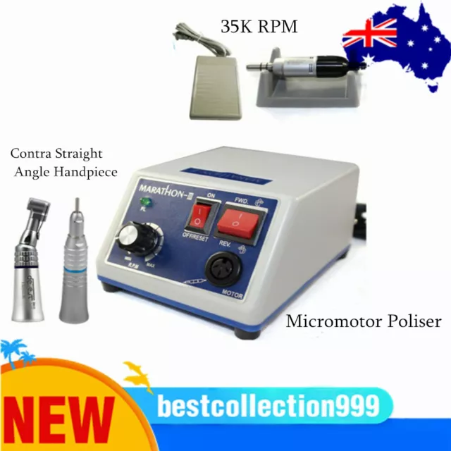 Dental Lab Marathon 35K RPM Micromotor Poliser + Contra Straight Angle Handpiece