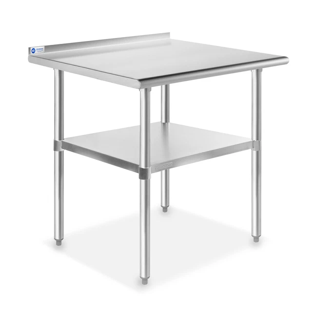 OPEN BOX - Stainless Steel Kitchen Work Prep Table with Backsplash - 24" x 30"