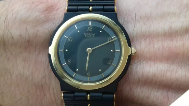 Seiko Vintage Sammlung 7N22-6A00 BLACK-GOLD NOS Montre Japan Uhren Collectors