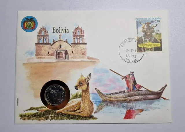20 Centavos  1987 Envelope Stamp Excellent Condition Coin Bolivia