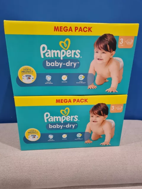 Lot 224 couches Pampers BABY DRY  taille 3 (6-10 kg)