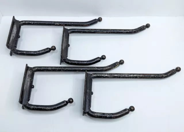 Antique Cast Iron Harness Tack Double Hooks Set of 4 Horse Barn Coat Hook 10"
