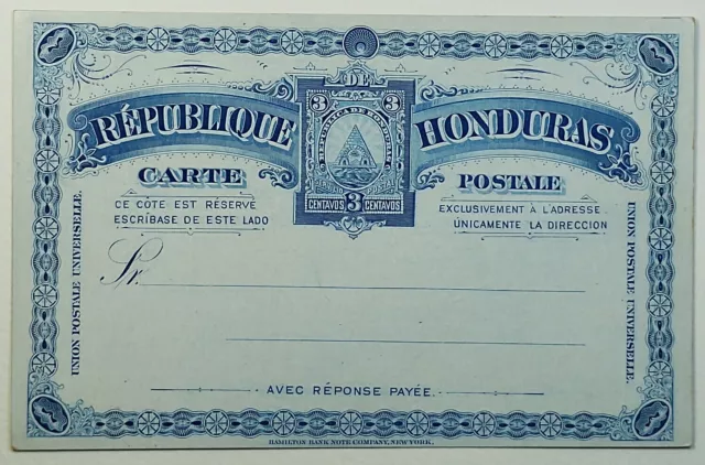 Republic de Honduras UPU Three Centavos Postal Stationery Card Mint Condition