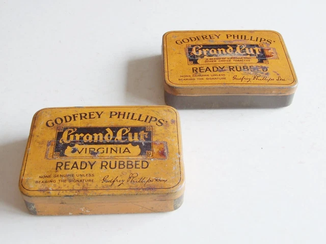 2 x Godfrey Phillips Grand Cut Empty Tobacco Tin