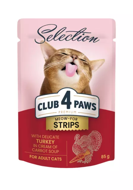 CLUB 4 PAWS Premium Selection Cibo umido gatti -Tacchino in crema di carote 12pz