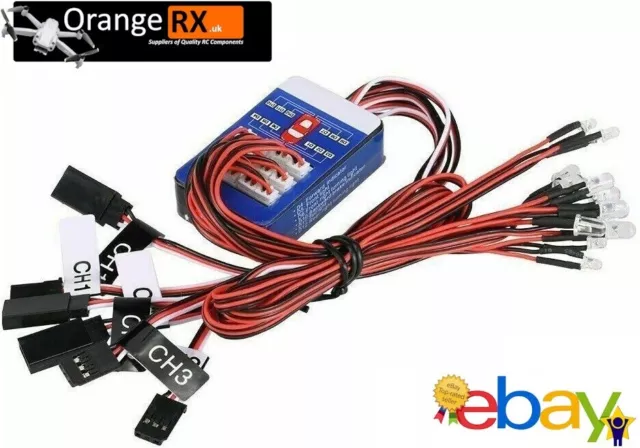 12 LED Simulation Lights Smart System Flash Lighting for RC 1/10 Car orangeRX uk