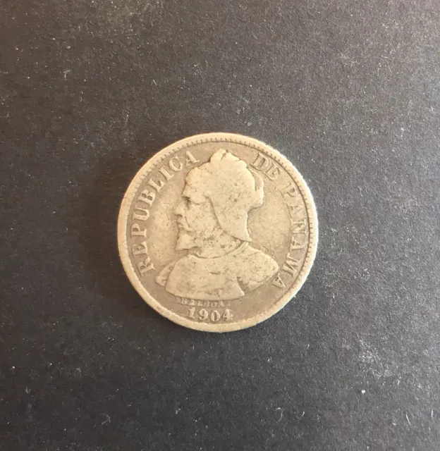 1904 Panama 5 centesimos .900 silver coin