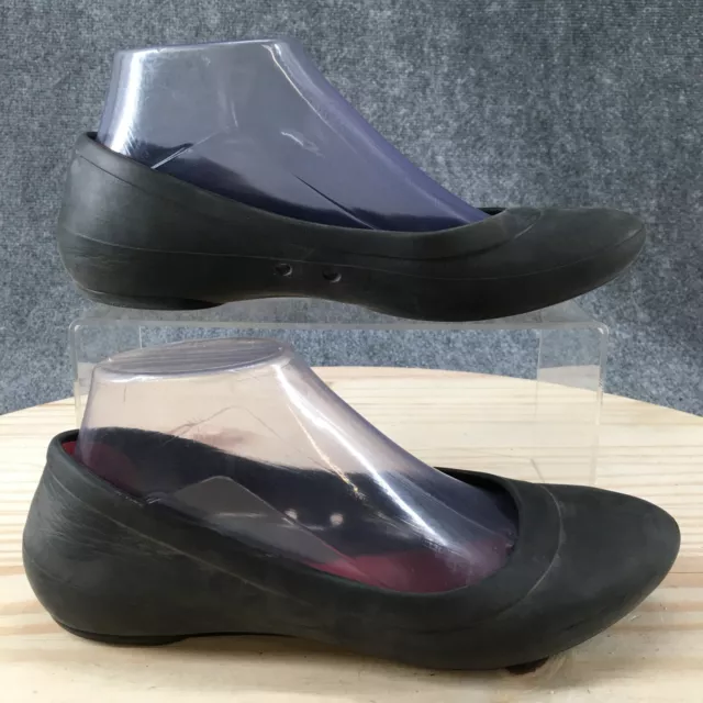 Crocs Shoes Womens 7 Lina Ballet Flats Black Rubber Slip On Comfort Casual Low