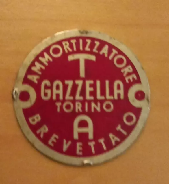 targhetta metallica GAZZELLA TORINO AMMORTIZZATORE VESPA FARO BASSO