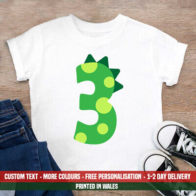 Kids 3 Dinosauro Compleanno Numero VINILE T Shirt 3rd PARTY TERZO Regalo Top