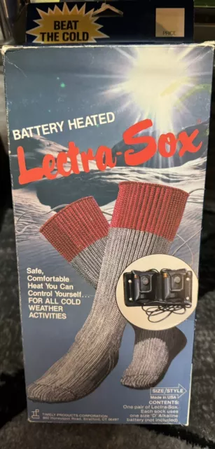 Vintage Lectra-Sox LS-6 Battery Heated Socks Size Medium 10-11 New Old Stock