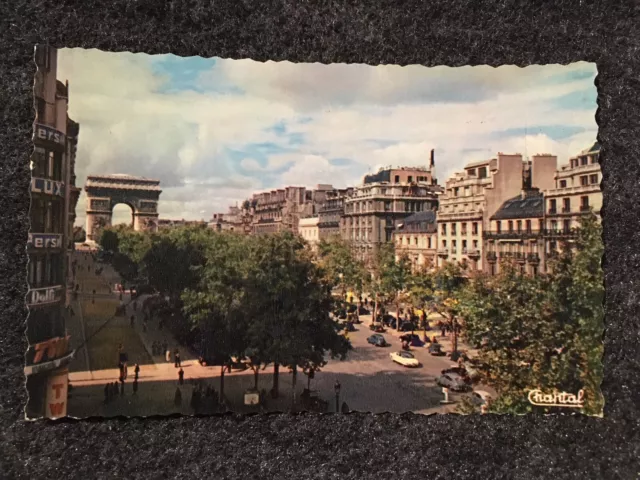 Champs Elysees Avenue Paris France Vintage RPPC Postcard