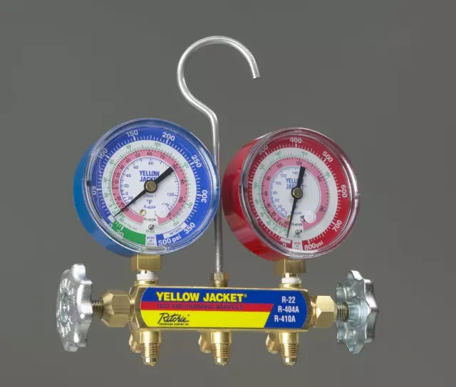 Yellow Jacket 42001 Mechanical Manifold Gauge Set, 2-Valve