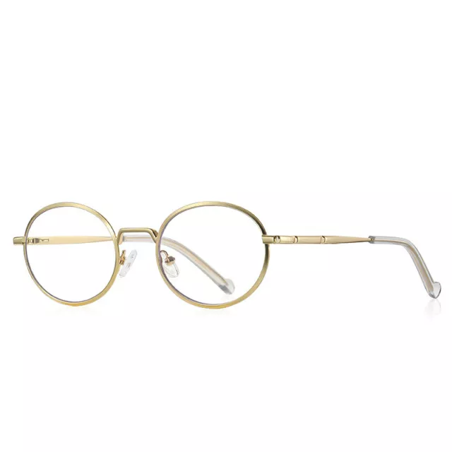 Women Retro Metal Oval Eyeglass Frame Men Anti-Blue Light Glasses Frame E