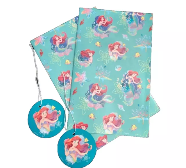 2pk Disney My Little Mermaid Wrapping Paper & gift tags/Ariel/Princess/Gift wrap