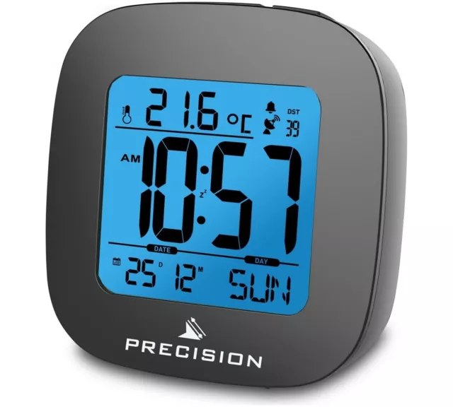 Precision Radio Controlled Multi Display Lcd Clock Calendar Date Temperature-Uk