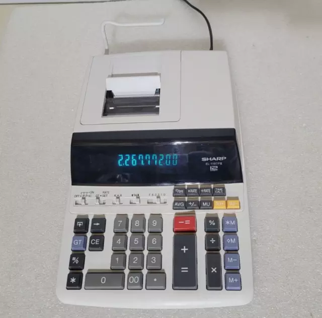 Sharp EL-1197PIII Heavy Duty Electronic Printing Calculator 12 Digit 2 Color