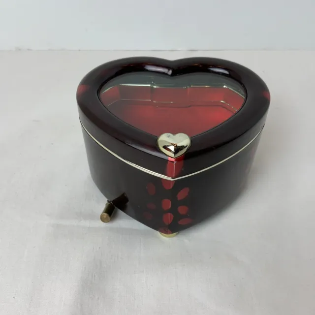 VTG Heart Shaped Plastic Music Gift Box Trinket Holder Sings “Ave Maria” Works