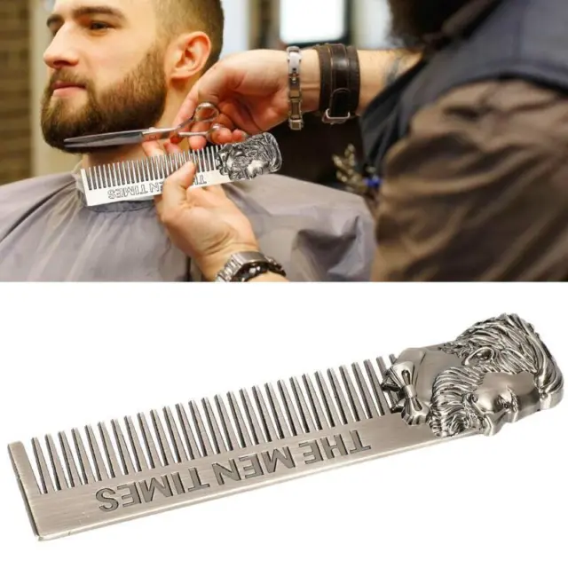 Portable Metal Beard Comb Mustache Brush Travel Grooming Tool for Men