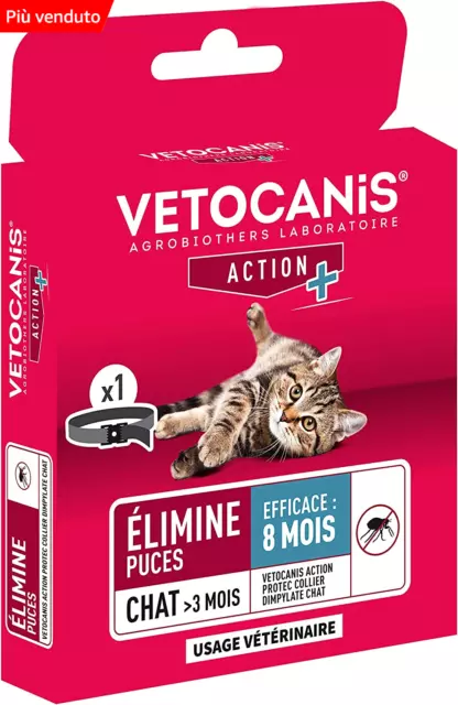 ACTION PROTEC COLLANA DIMPILATO GATTO 8 Mesi Collare Antiparassitario Anti Pulci