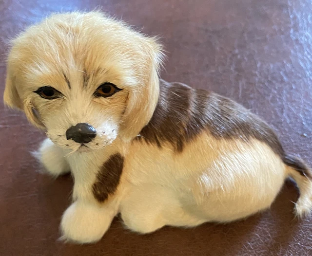 real hair vintage beagle dog figurine