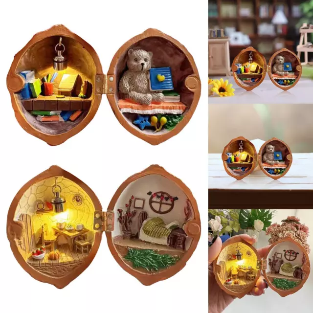 Resin Miniature Dollhouse Decor Tiny World Walnut House Nut Secret 3D Scene for