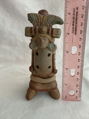 Ocarina Flute 5 Holes Kneeling Figurine Terra Cotta Music Instrument Clay
